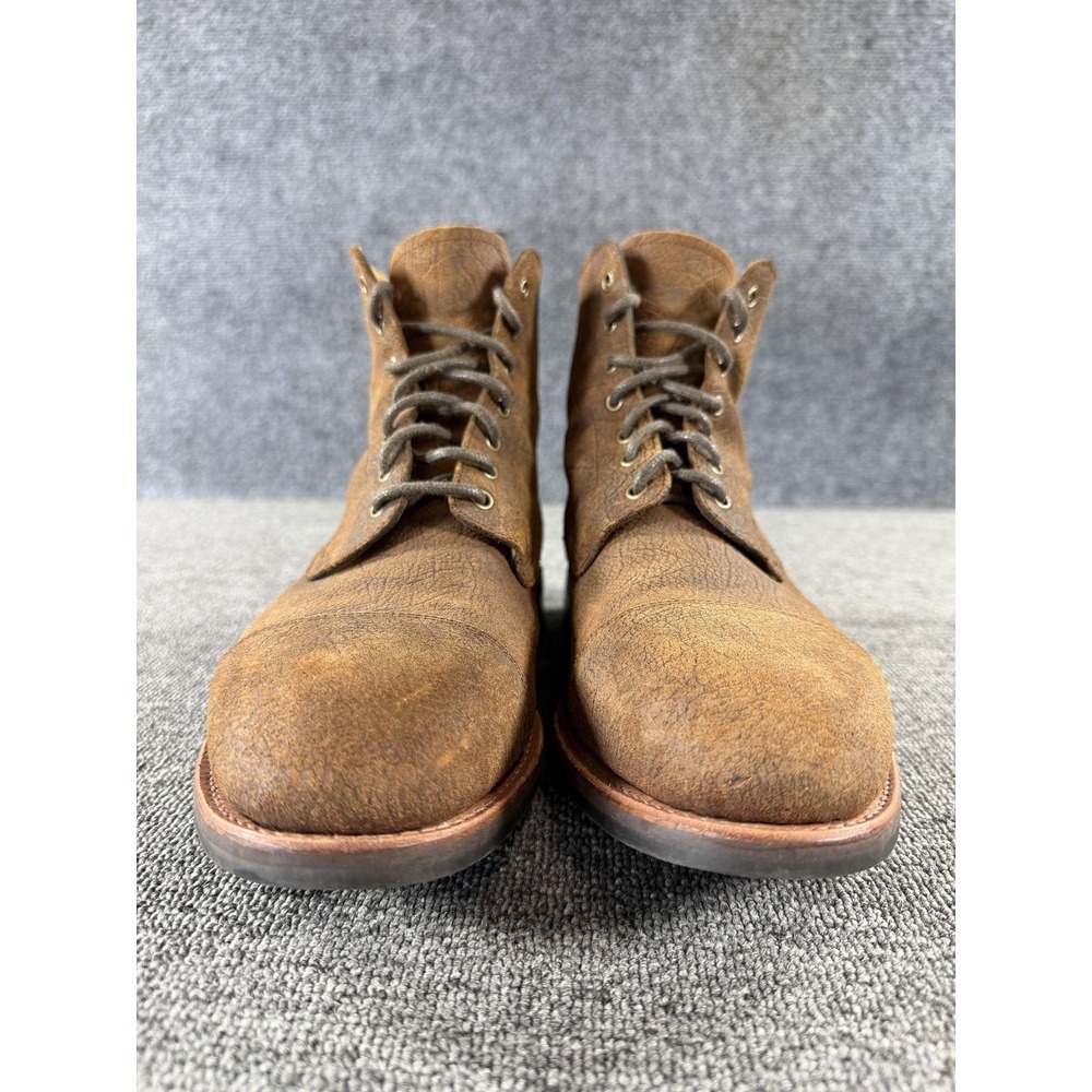 Taft Boots Mens 7 Brown Leather Combat Ankle Lace Up Rubber Sole Lined Cap Toe - Picture 11 of 13
